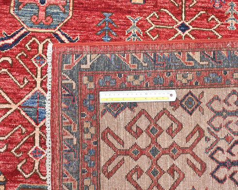 9x12 Red Aryana Afghan Hand Knotted Veg Dye Wool Area Rug